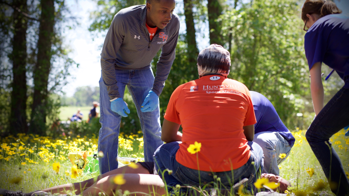 Students reinact disater relief efforts during Mass Casualty Simulation